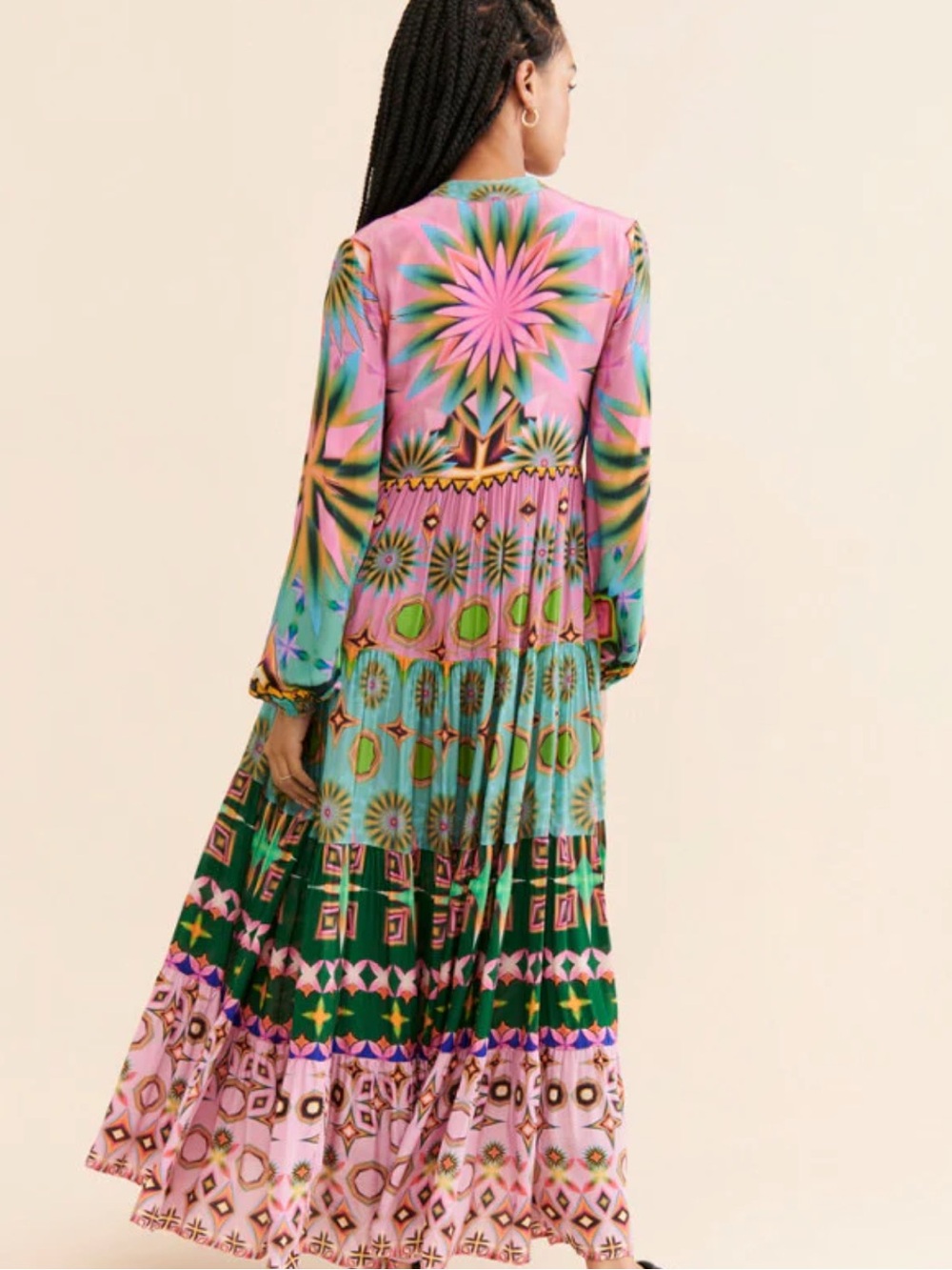 Siddhartha Bansal Geometric Tier Maxi Dress XSP - Picture 2 of 13